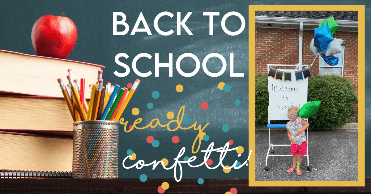 back to school with ready confetti first day of school pic