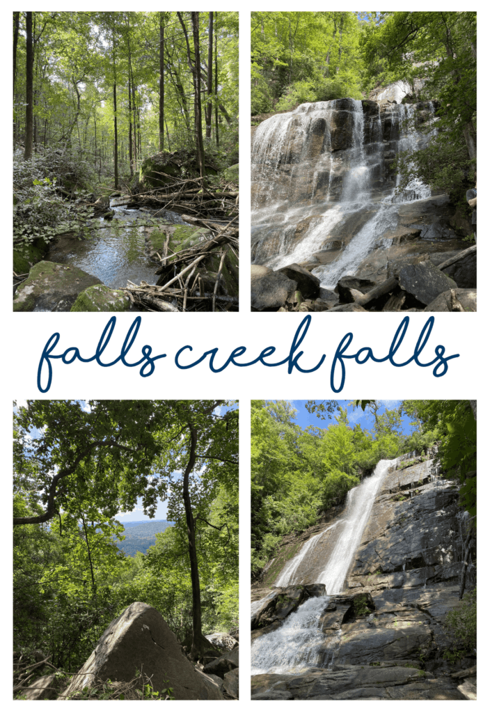 waterfalls at the end of falls creek falls hike, marietta, SC