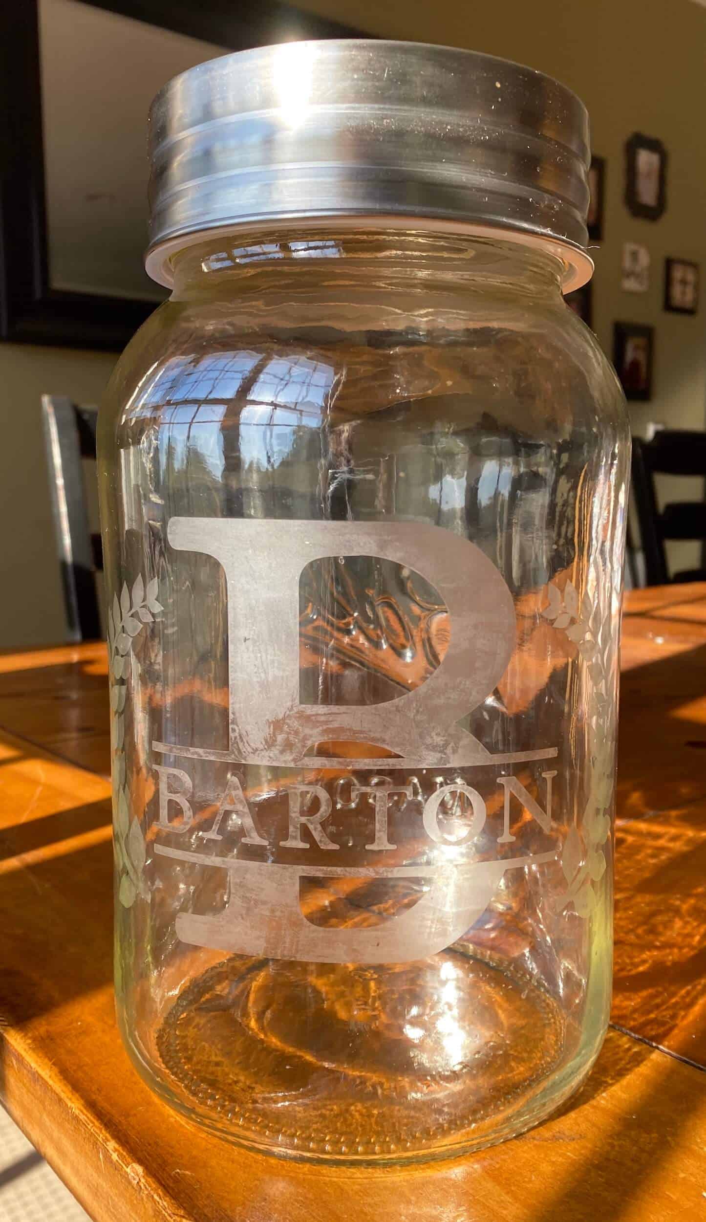 etched mason jar for etched glass tutorial