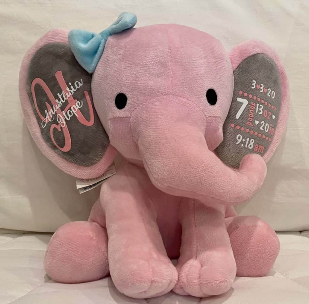 Elephant birth store announcement stuffed animal