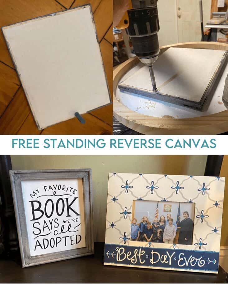 attaching a peg to make reverse canvas stand freely
