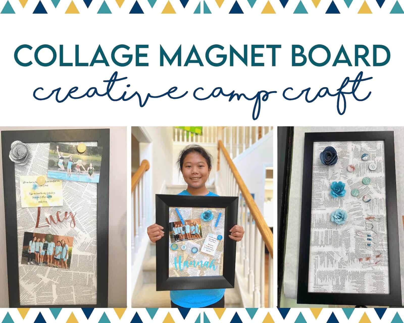 collage magnet board with examples of final projects