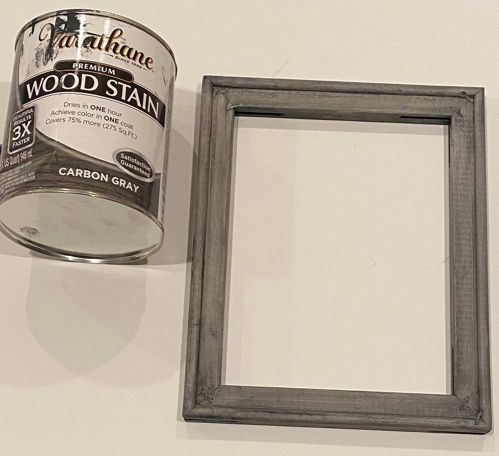 frame painted and stained for reverse canvas tutorial