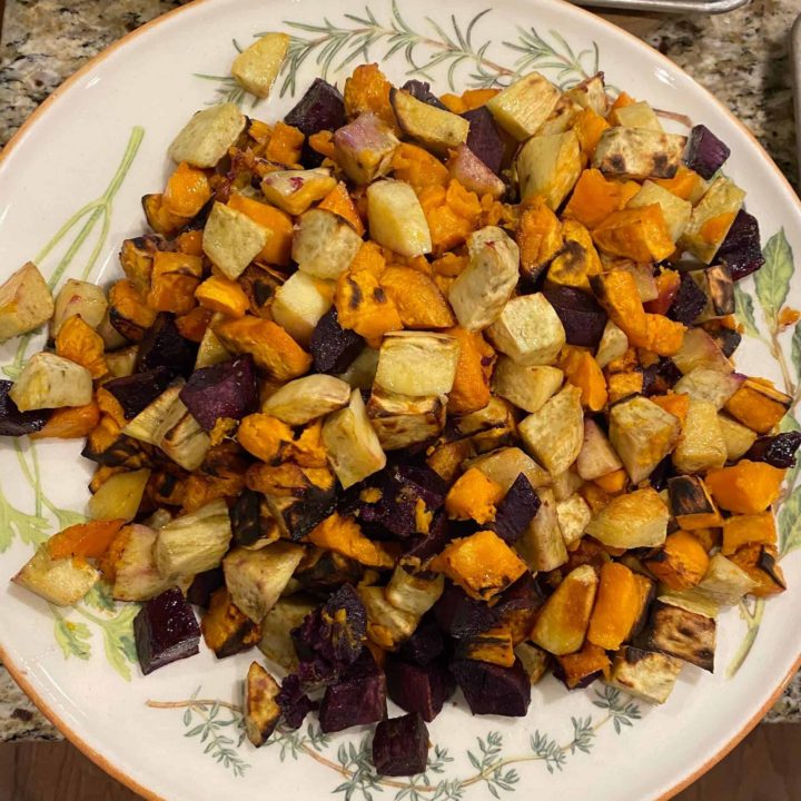 plate of tri color sweet potatoes
