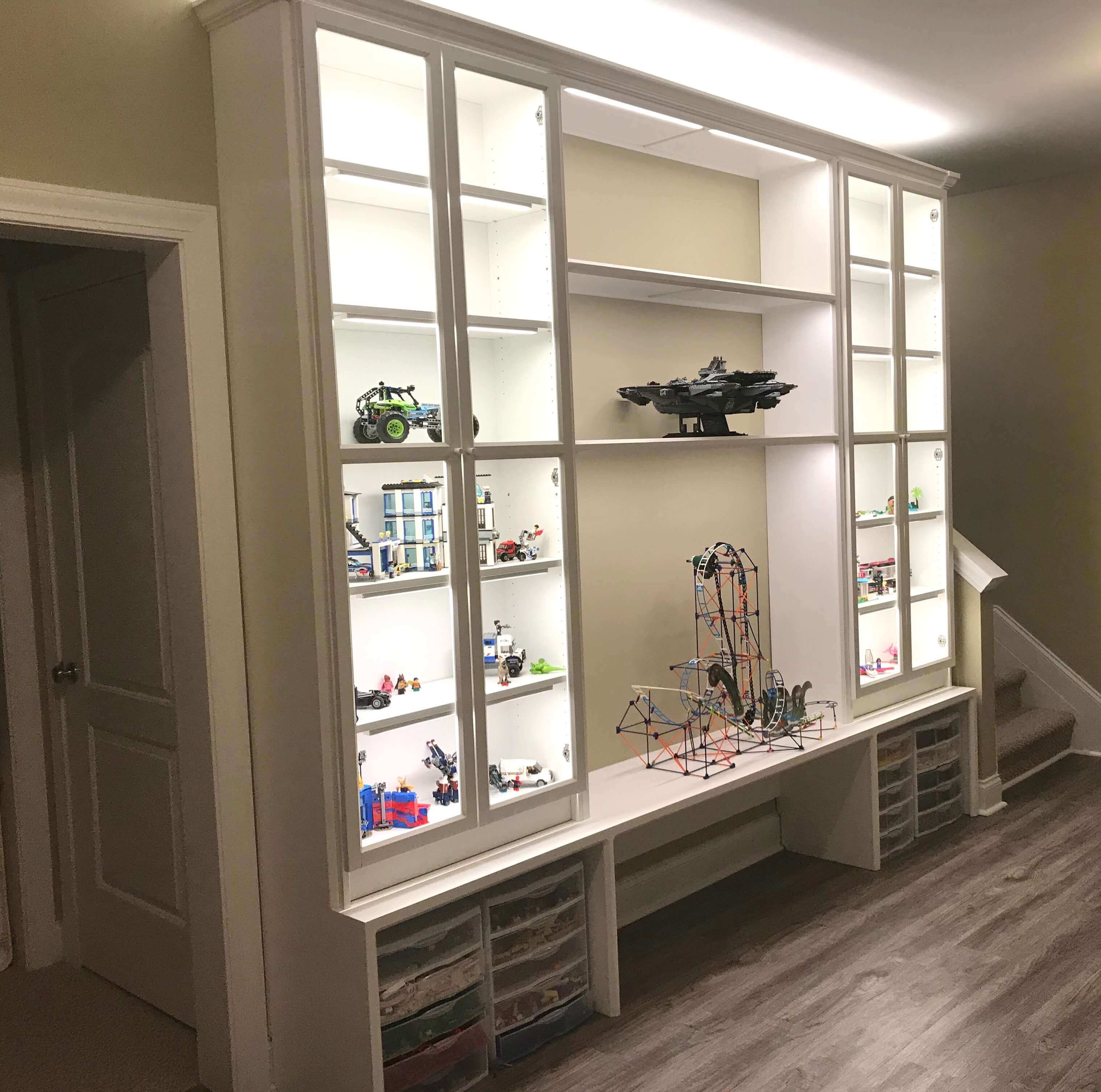 lego shelves master builder's dream showcase