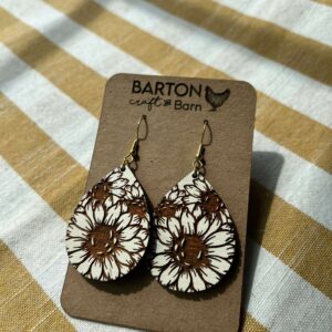 Wood Sunflower Earrings
